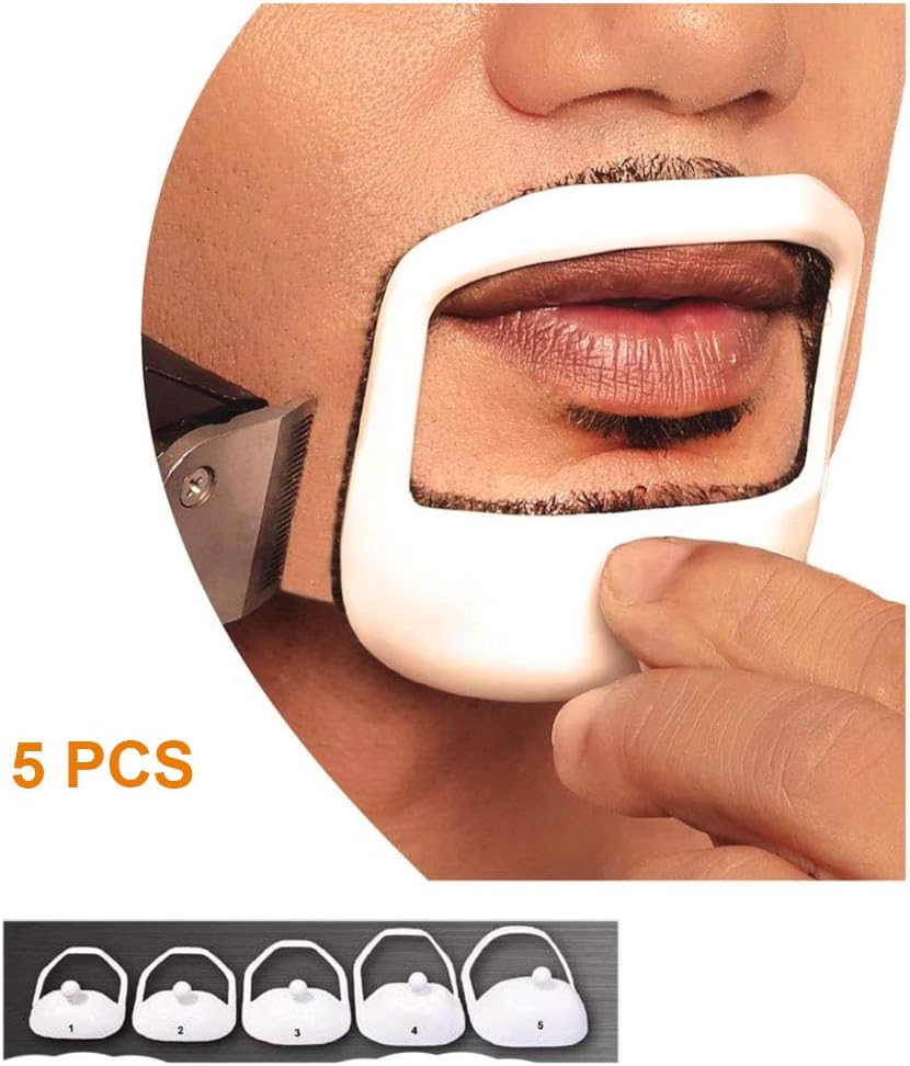 NewChiChi Beard Shaper Template Shaping Tool, Premium Quality Template Shaping for Goatee Mustache Sideburns Facial Hair Trimming Grooming Guide for Men Jaw Cheek Neck Line Symmetric Curve