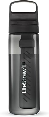 LifeStraw Go Series Water Filter Bottle 22oz Nordic Noir BPA-Free Travel