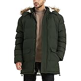 JAWERU Winter Coats For Men Winter Jackets Water Resistant Warm Thicken Puffy Hooded Insulated Thicken Parka Coat