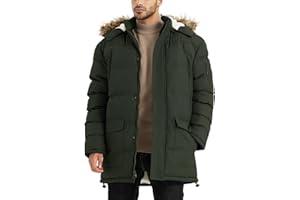 JAWERU Winter Coats For Men Winter Jackets Water Resistant Warm Thicken Puffy Hooded Insulated Thicken Parka Coat