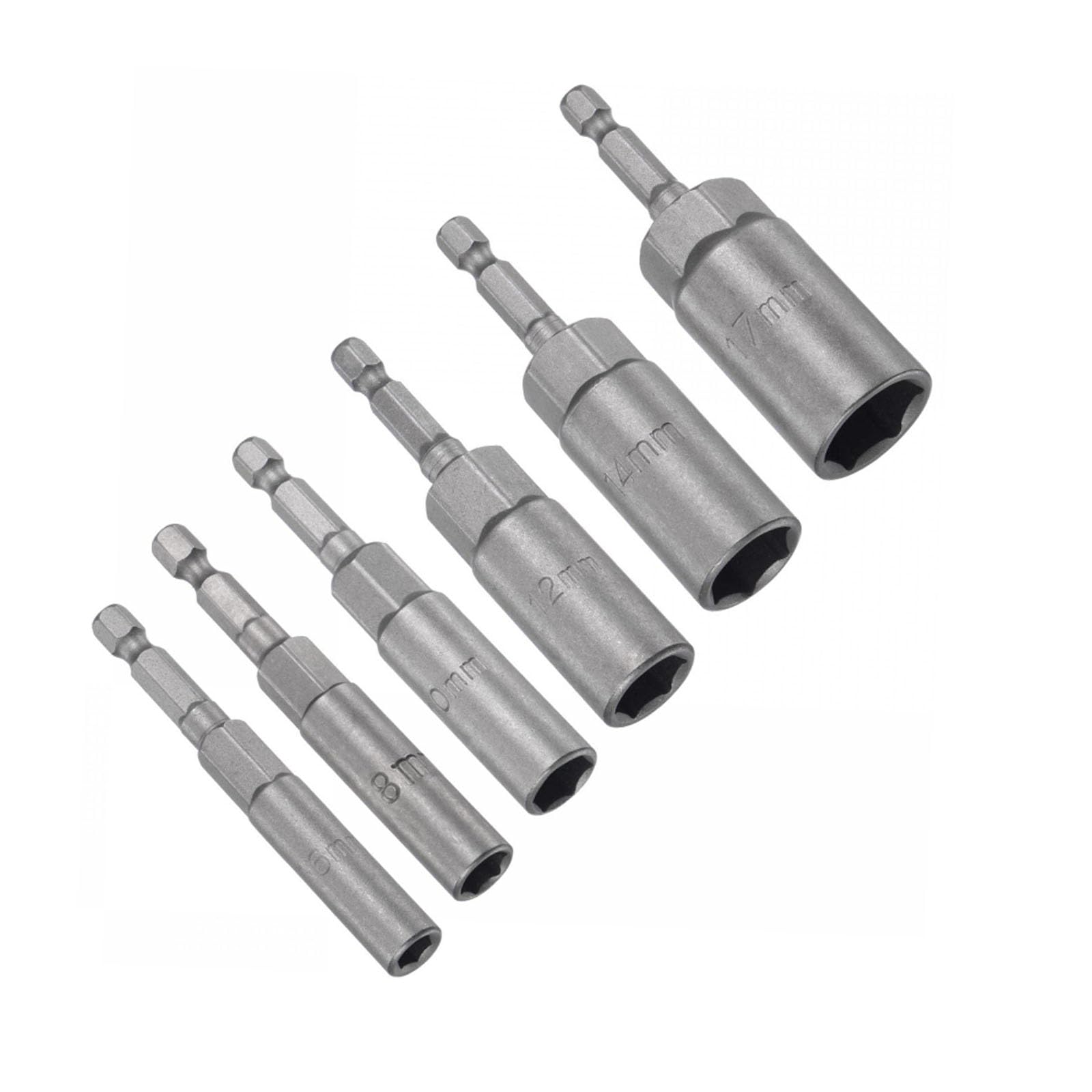TOP-VIGOR 6Pcs Nut Setter Driver Drill Bit Set, 6mm 8mm 10mm 12mm 14mm 17mm Hex Shank Quick Change, 1/4 inch Nut Driver Set for Woodworking, Auto Repairing, Machine Maintenance, Furnitures