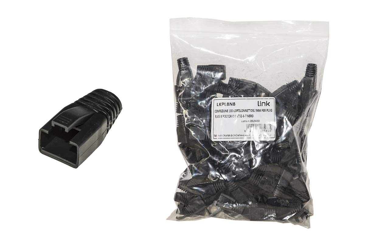 LINK Pack of 100 covers 8 mm for plug RJ45 8 poles cable CAT 5E-6-7 black