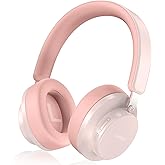 Over Ear Headphones Wireless Bluetooth, Noise Cancelling Headphones Bluetooth with Microphone, Cancelling Wireless Headphones Over Ear, 65h Playtime, Clear Calls, Comfort Fit For Travel (Pink)