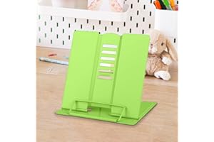 Honagu Small Book Stand Book Holder Metal Desk Stand for Reading Hands Free, Adjustable Cookbook Documents Holder, Portable for Music Books, Textbook, Recipe, Tablet, Ipad, Great Gifts (Green)