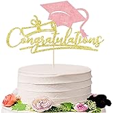 Sodasos Congratulations 2025 Graduation Cake Topper,Congrats Grad Cake Decor - 2025 High School/College/Senior Graduation Party Decorations Supplies (Gold and rose gold)