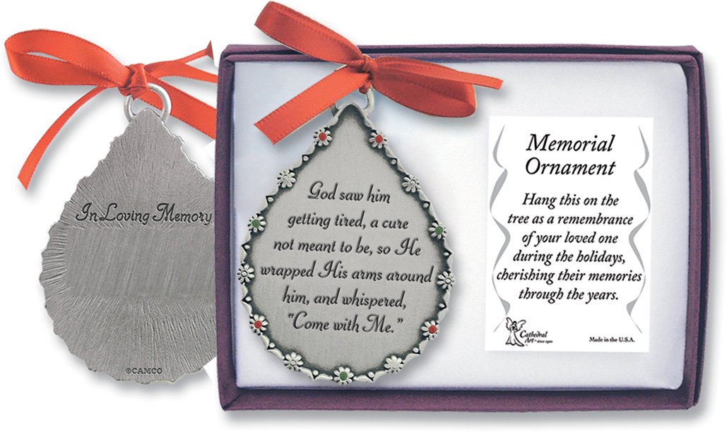 Cathedral Art (Abbey & CA Gift God Saw Him Getting Tired Drop Memorial Ornament, 5 x 3.75 Inch, Pewter, 5" by 3 3/4" — image 1