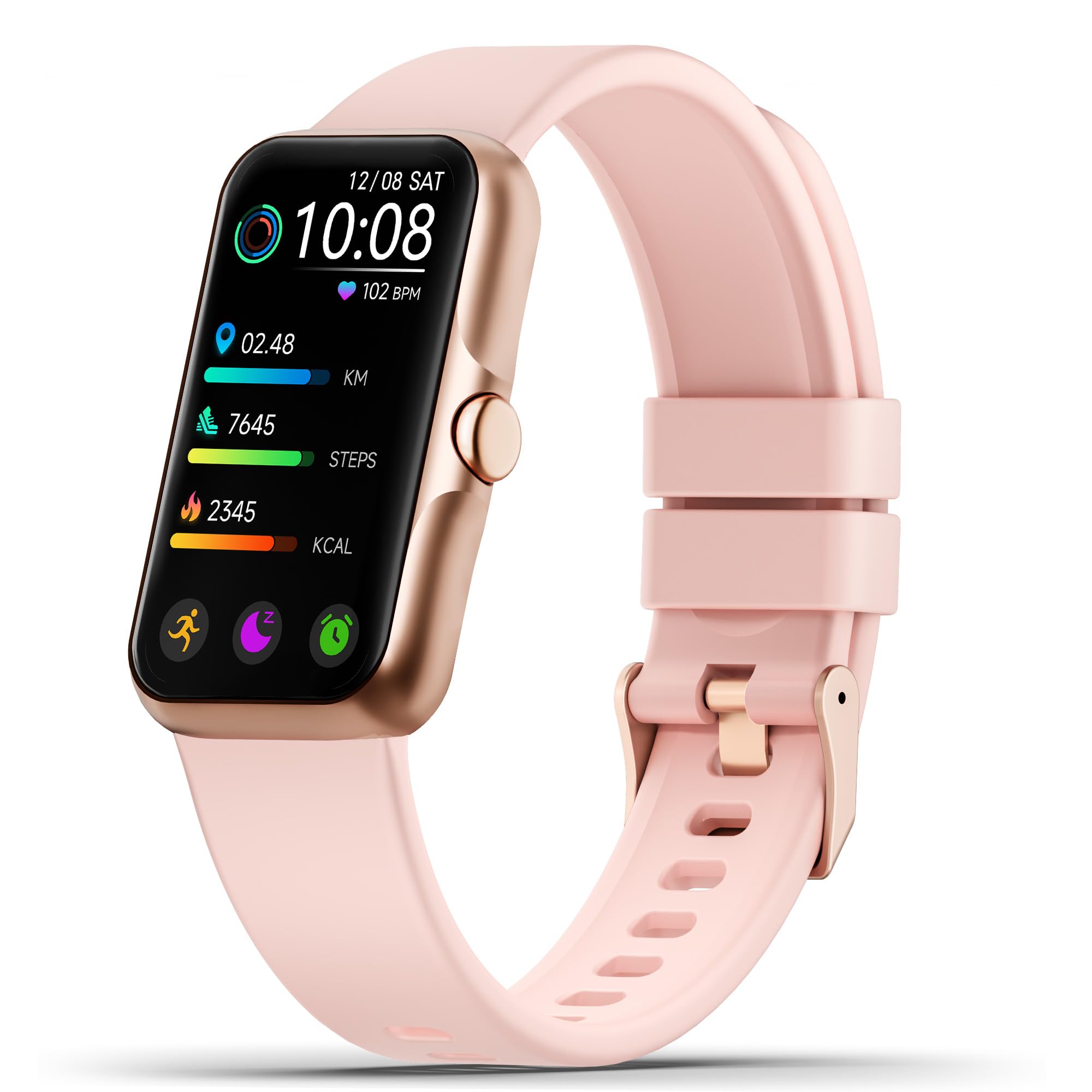 Photo 1 of Health Fitness Tracker, Smart Watch with 24/7 Heart Rate and Blood Oxygen Monitor, Sleep Tracker with IP68 Waterproof, Activity Tracker Pedometer Step Counter for Women Men (Pink)