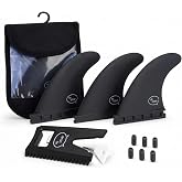 Ho Stevie! FRP Thruster (3) Surfboard Fins - Stronger Than Regular Nylon Fins - Performance and Maneuverability - Includes Travel Case, Screws, Wax Comb and Fin Key