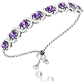 Belinda Jewelz Birthstone Bangle Bracelet for Women Classic Beautiful 925 Sterling Silver Sparkling Gemstone XO Bolo Tennis Bracelet Fine Wrist Jewelry 4.2 Ct, 11"