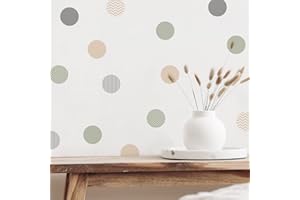 YOURFOCUS Boho Polka Dot Wall Decals 72 PCS, Boho Wall Decal Wall Sticker for Girls Room Living Room Playroom Nursery, Removable Wall Decals Kids Room Decor Vinyl Murals DIY Cute Decorations (12 Sheets)