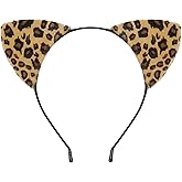 BAINFE Cheetah Ears Headband Leopard Cat Ears Headband Cheetah Print Ears Animal Ears Headband for Halloween Costume Cosplay Hair Accessories for Women Adult Kids