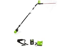 Greenworks 20-Inch 80V Cordless Pole Hedge Trimmer, 2.0Ah Battery and Charger Included PH80B210