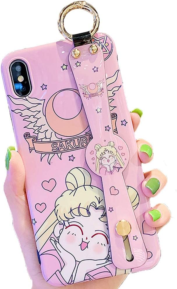 Sailor Moon Phone Case for iPhone Xs Max 7 Plus 8 Plus Large Size Japanese Cartoon Resistant Shockproof Phone Basic Case (Pink, iPhone Xr)