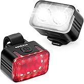 Eremido Bike Light Set, USB Rechargeable Front and Back Light Set,Waterproof Bicycle Light 2 Pack for Night Riding, Durable A
