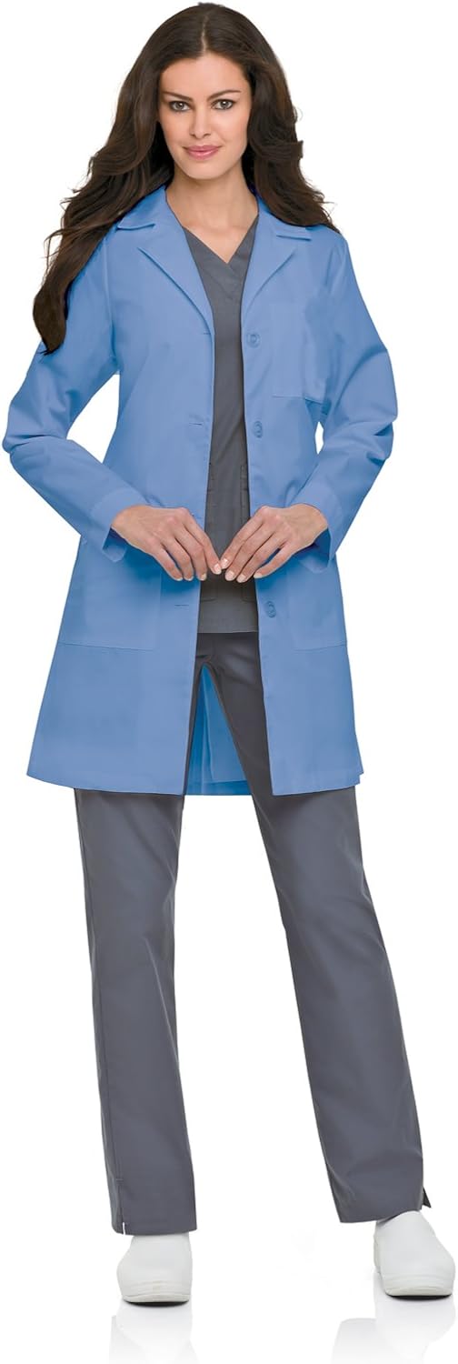 Landau Women's 3-Pocket, Classic Relaxed Fit Notch Collar Medical Lab Coat 3155: Clothing