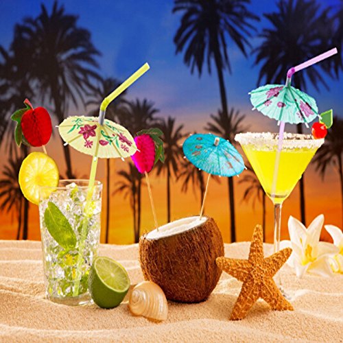 DINGJIN 162 Pieces Party Drinking Straws Umbrella Flamingo Fruit Drinking Straws for Luau Parties,Island Themed Party,Bars,Kitchen Supplies,Restaurants - Thumbnail 6