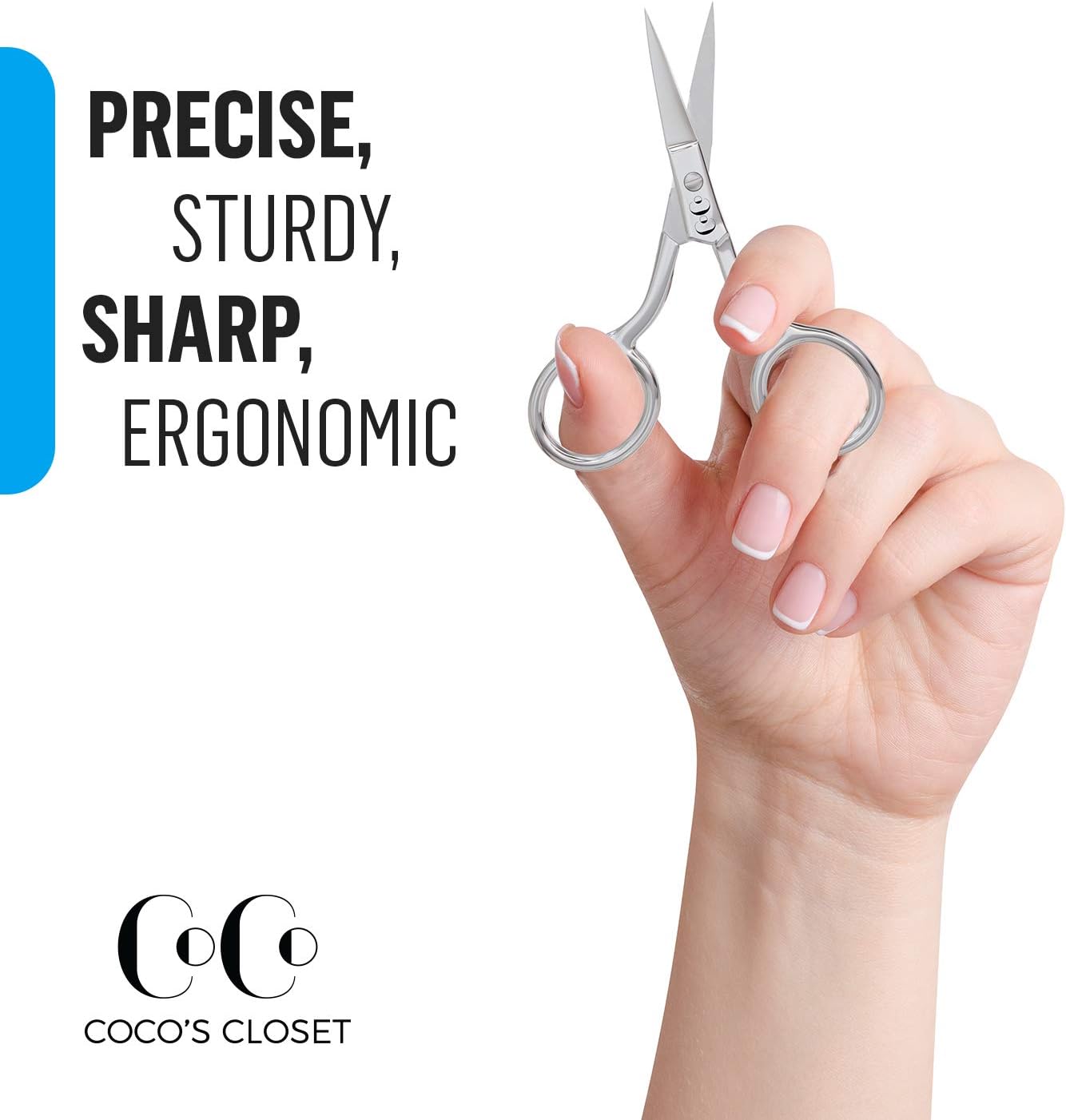 Coco’s Closet Small Scissors for Grooming - Stainless Steel Straight Tip Scissor for Hair Cutting – Beard, Ear, Eyebrows, Moustache, Nose Trimming: Home Improvement