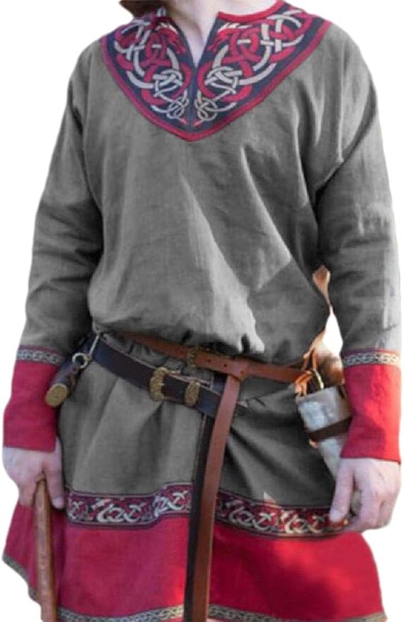 Amazon Co Jp Chenshiba Jp 男性中世チュニックバイキング海賊ルネッサンスハロウィンコスプレ衣装シャツ Gery L 服 ファッション小物