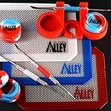 SILICONE ALLEY Carving Tool [Stainless Steel] (3) + Non-Stick Red/White/Blue Rectangle Mat (3) + Wax Jars Containers of Tie Dye Colors (3) + Red Container Holder (1) [USA Edition]