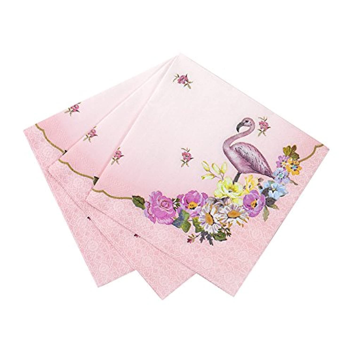Talking Tables Truly Flamingo Floral Paper Cocktail Napkins for Tea Party, Summer and Birthday Party, Pink (20 Pack)