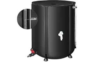 YAFF Rain Barrels to Collect Rainwater from Gutter - Portable Water Storage Tank Water Barrel Rainwater Collection System Rain Catcher Include Filter Two Spigots and Overflow Kit (53 Gallon, Black)