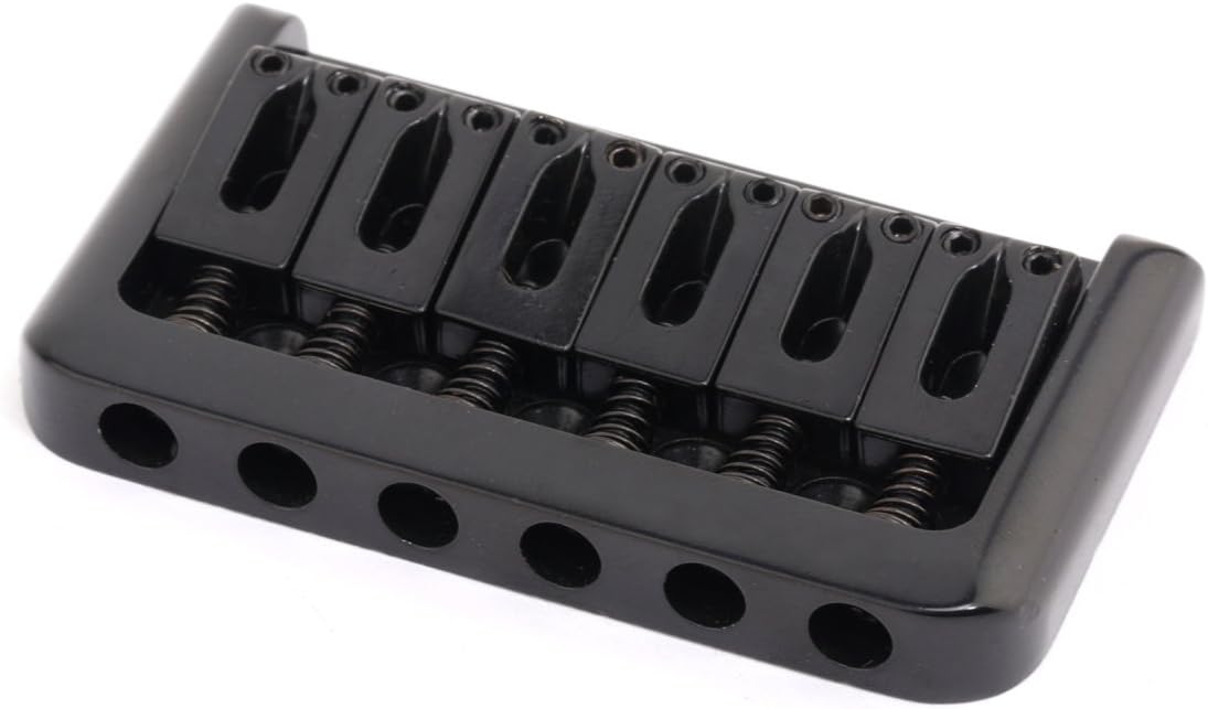 Musiclily 52.5mm Edged Fixed Hardtail Guitar Bridge for 6 String Electric Guitar, Black - Image 3