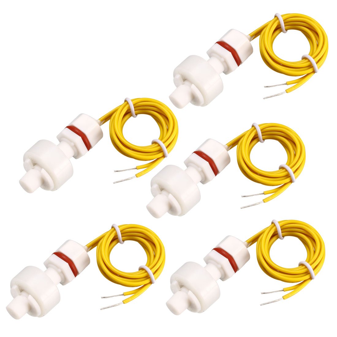 Sourcingmap PP Float Switch for Water Pump Tank Liquid Water Level Sensor M8 37mm Length 5pcs