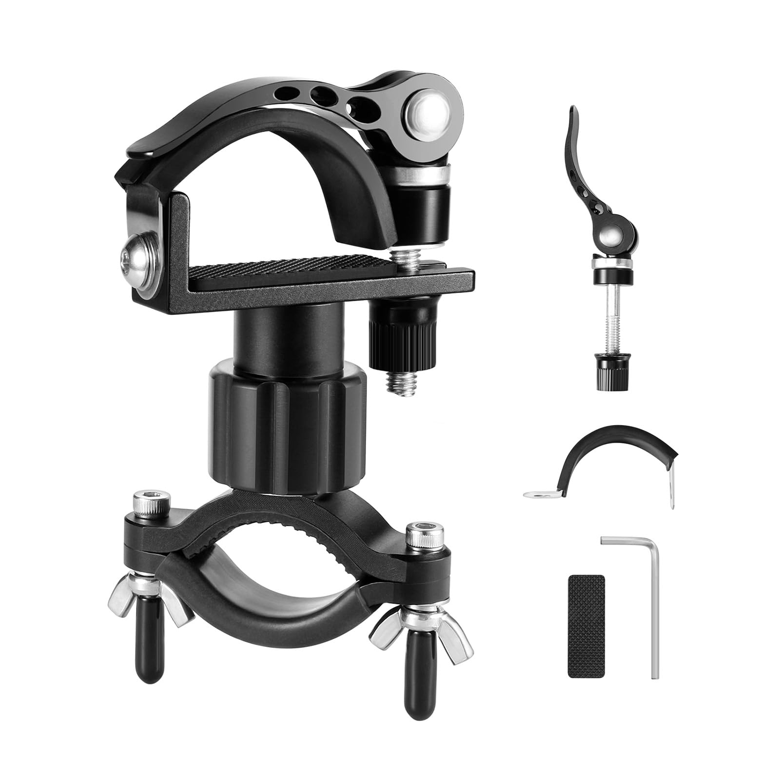 MiOYOOW Bike Flashlight Mount, 360° Rotation Adjustable Bike Torch Clamp Stainless Steel Bike Light Holder for Cycling