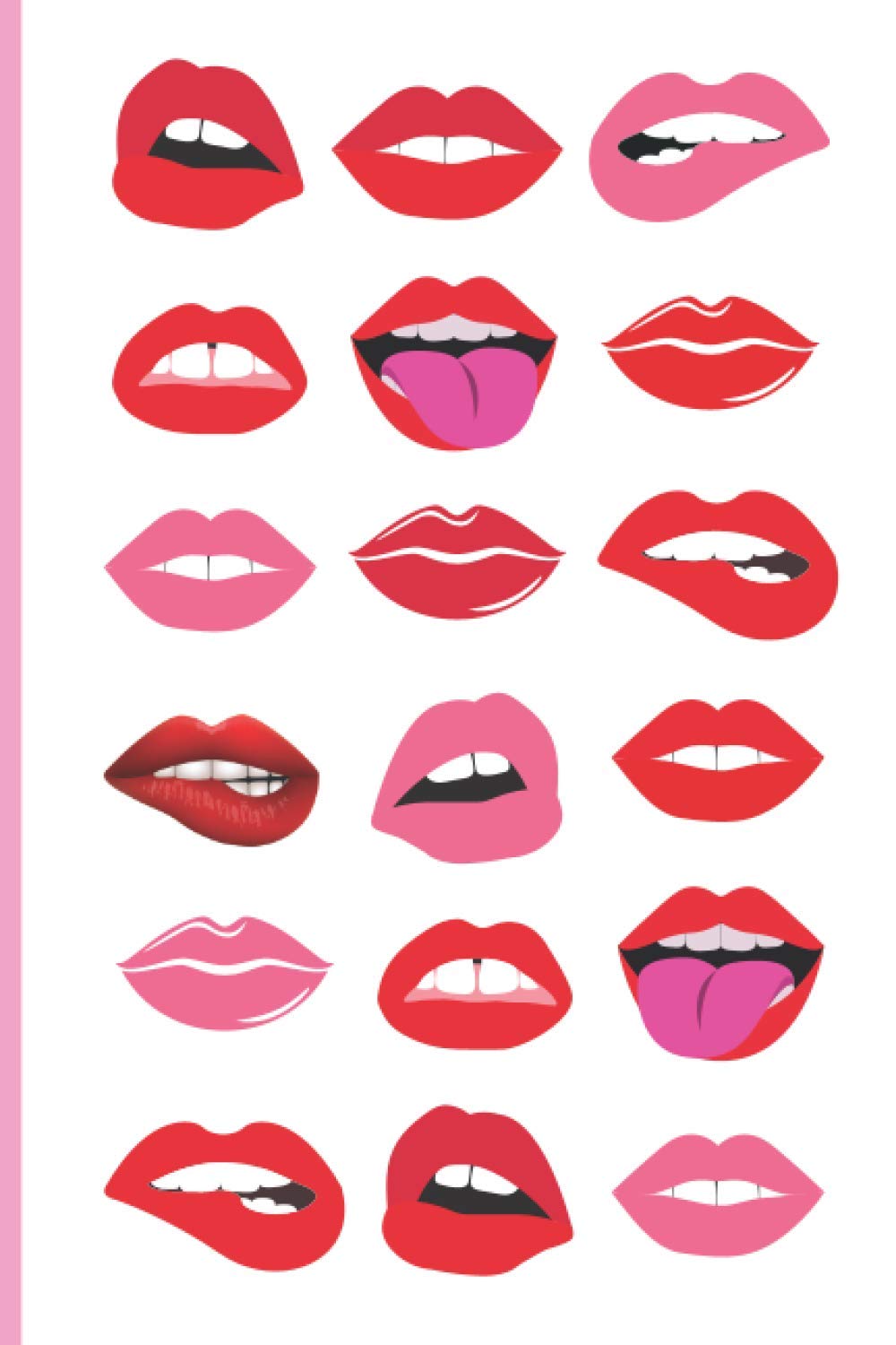 Preppy Notebooks:: Preppy Notebooks: Lips Design in White, Pink and Red - 6 x 9 in Journal, 120 pages of Wide Lined Ruled Paper.