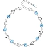 CYUKG Sapphire Bracelets for Women Adjustable Blue Crystal Diamond Bracelet Birthday Christmas Wedding Anniversary Jewelry