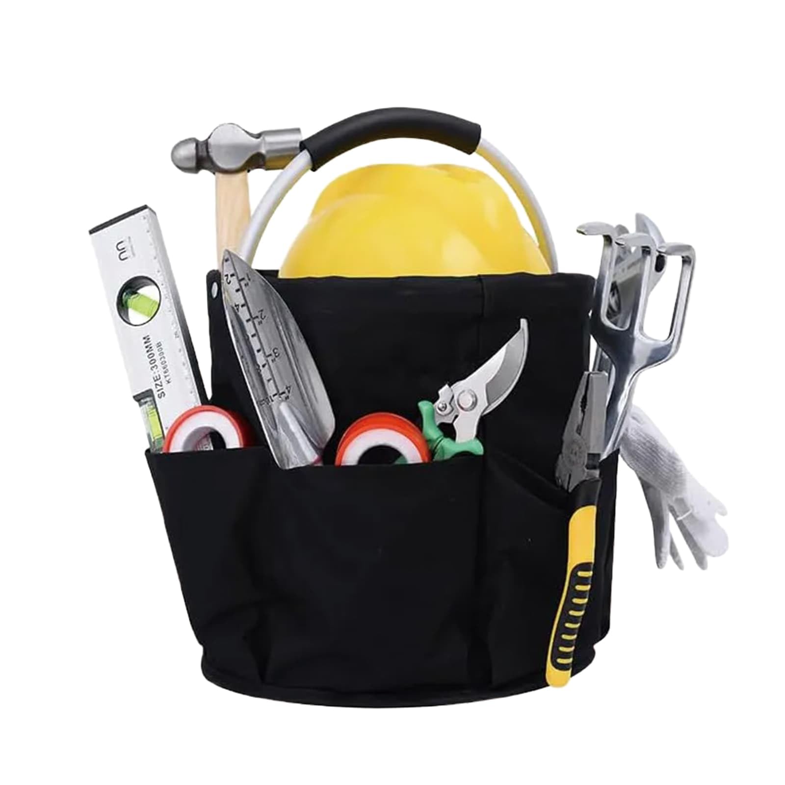 Cleaning Caddy with Handle Storage Box, 17L Cleaning Caddy Organiser, Multi Pocket Foldable Cleaning Bag, Easy To Carry Cleaning Products Organiser, Black