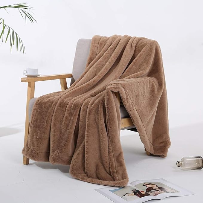 Sofá Cama Terciopelo Felpa difusa con Manta de Lana sólida, Manta