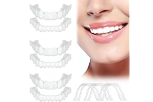 WUEYOPRON Fake Teeth, 6PCS Temporary Fake Teeth for Women and Men, Nature and Comfortable Veneers to Regain Confident Smile