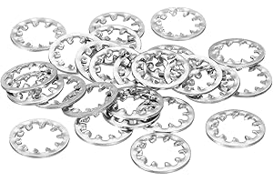 uxcell 100Pcs Internal Tooth Washers, 3/8-Inch Stainless Steel Internal Serrated Washer for Mechanical Equipment Fasteners, Silver Tone