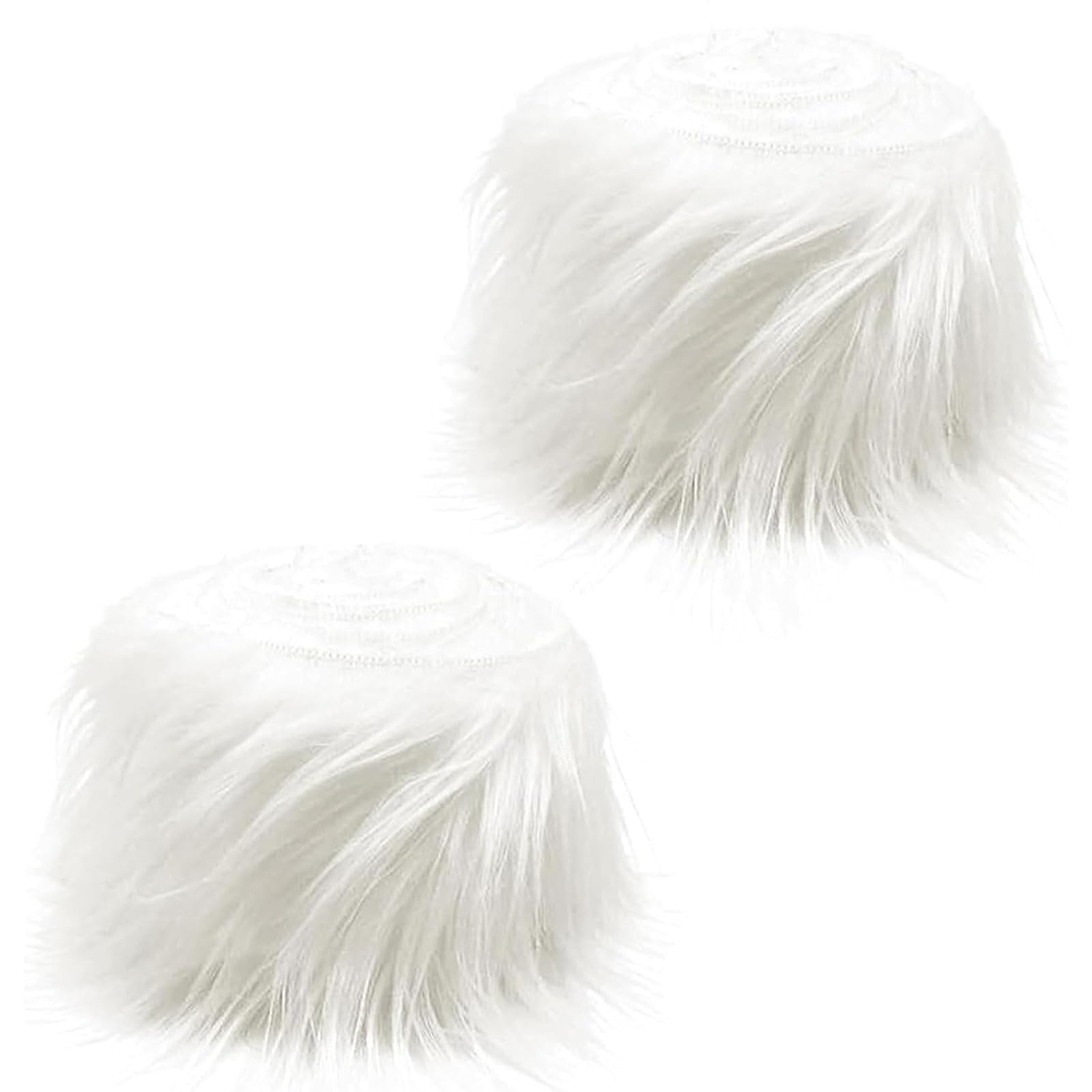 2 Rolls White Fur Fabric, Soft Faux Fabric for Crafting, White Fur, Fur Trim with Ideal for Christmas Costumes, Hats, DIY and Home Decor (5cm X 1.5m)