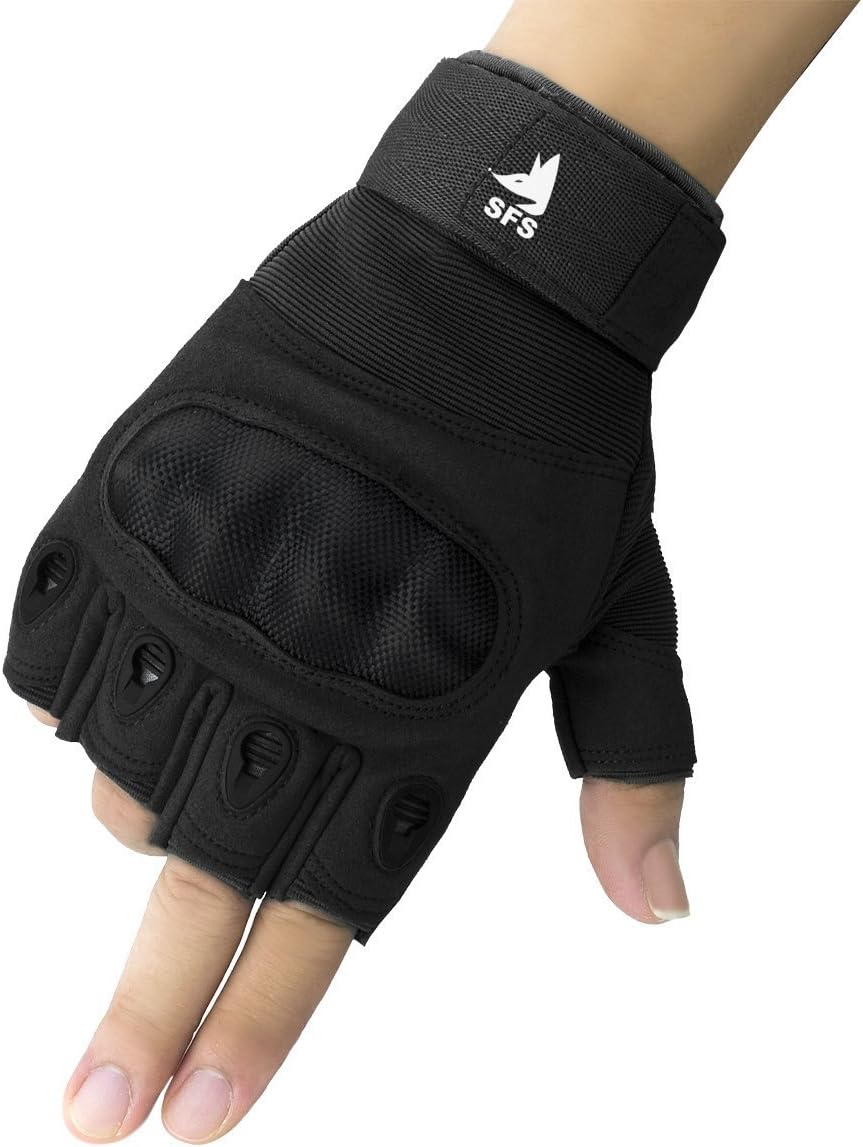 Snow Fox Sports SFS Shooting Training Gloves,Army Military Hard Knuckle Tactical Combat Gloves Half Finger Riding Motorcycle Hunting Airsoft Gloves