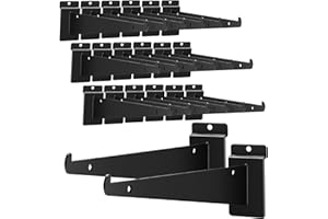 ALISWAT 24Pcs Heavy Duty Slatwall Knife Shelf Bracket, 10 inch Metal Shelf Bracket for Slat Wall, Black Slatwall Accessories With Lip, Gridwall Brackets Hooks for Slatwall Panels Shelf Display Home Commercial