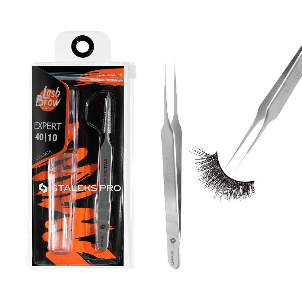 STALEKS PRO Professional False Eyelash Extension Tweezers Stainless Steel Expert 40/10