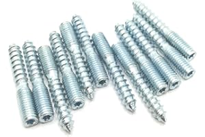 SOIKOI Haozheng Hanger Bolt M8x50 Silvery Double Headed Bolt Self-Tapping Screw for Furniture 12Pcs