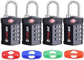 4 Digit TSA Approved Luggage Lock, 4 Pack, Change Your Own Color and Combination, Inspection Indicator, Alloy Body