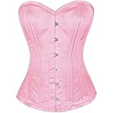 CorsetsNmore Baby Pink Satin Gothic Burlesque Waist Training Bustier Overbust Corset Costume