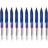 SainSmart Genmitsu 10Pcs Nano Blue Coat Engraving Bits, 30 Degree 0.1mm Tip 1/8" Shank Conical V-Bit
