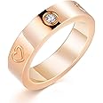 PDWZNBA Love Friendship Ring 18K Gold Silver Rose Plated Cubic Zirconia Stainless Steel Promise Ring Wedding Band Jewelry Birthday Gifts for Women