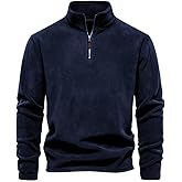RUMONTY Men's Quarter Zip Pullover Sweatshirt, Casual Polar Fleece Long Sleeve Mock Neck Fall Winter Warm Jacket