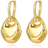 WASAIE Chunky Gold Statement Dangle Earrings for Women,Geometric 14k Gold Plated Jewelry Formal Unique Drop Dangle Hoop Earrings For Party Prom