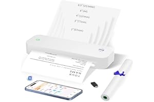 YUEBBB Portable Printer, Portable Printers Wireless for Travel, Inkless Printer, Support A4&A5 & 8.5 x 11inch Thermal Paper for Office, Travel, Home, School, Support iOS, Android, Windows