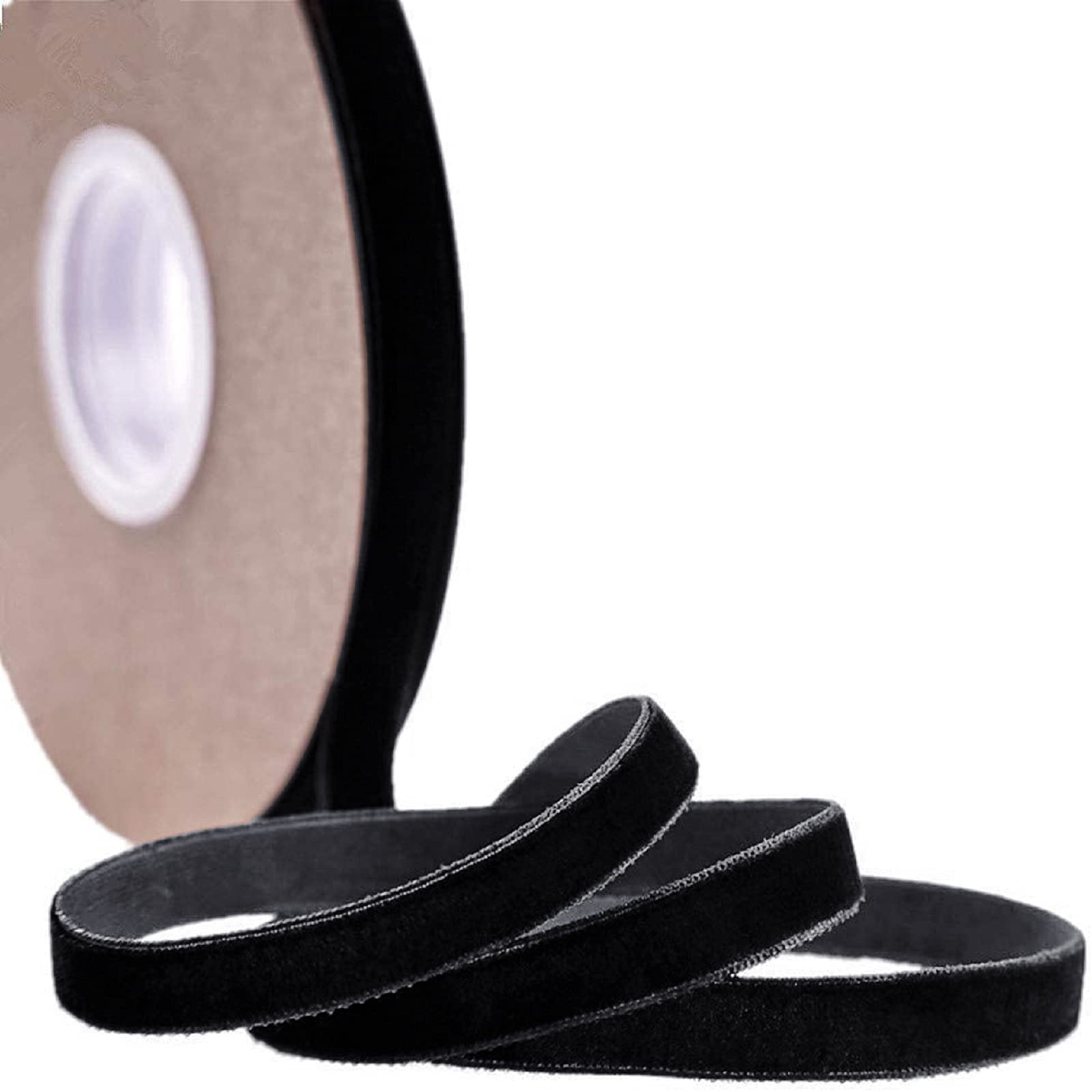 15 Yards Velvet Ribbon Spool Single Face Black Velvet Ribbon for Valentine Wedding Christmas Wrapping Crafts Decoration Choker(3/8 Inch)