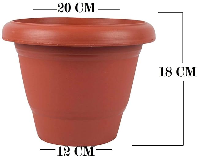 First Smart Deal 8 Inch Planter Pot with 6 Inch Tray Pack of 3 - Brown