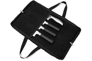 QEES Knife Roll,Knife Bag,Knife Case 4 Slots for Home Kitchen Knife Tools,Chef Knife Bag with Handle.Durable Knife Bags for C