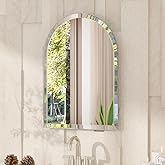 VocalStar Frameless Arch Mirror, 18" x 26" Bathroom Wall Mirror with Beveled Edge, Modern Decorative Vanity Mirrored for Living Room, Entryway, Bedroom | 1/4-Inch Shatterproof Glass